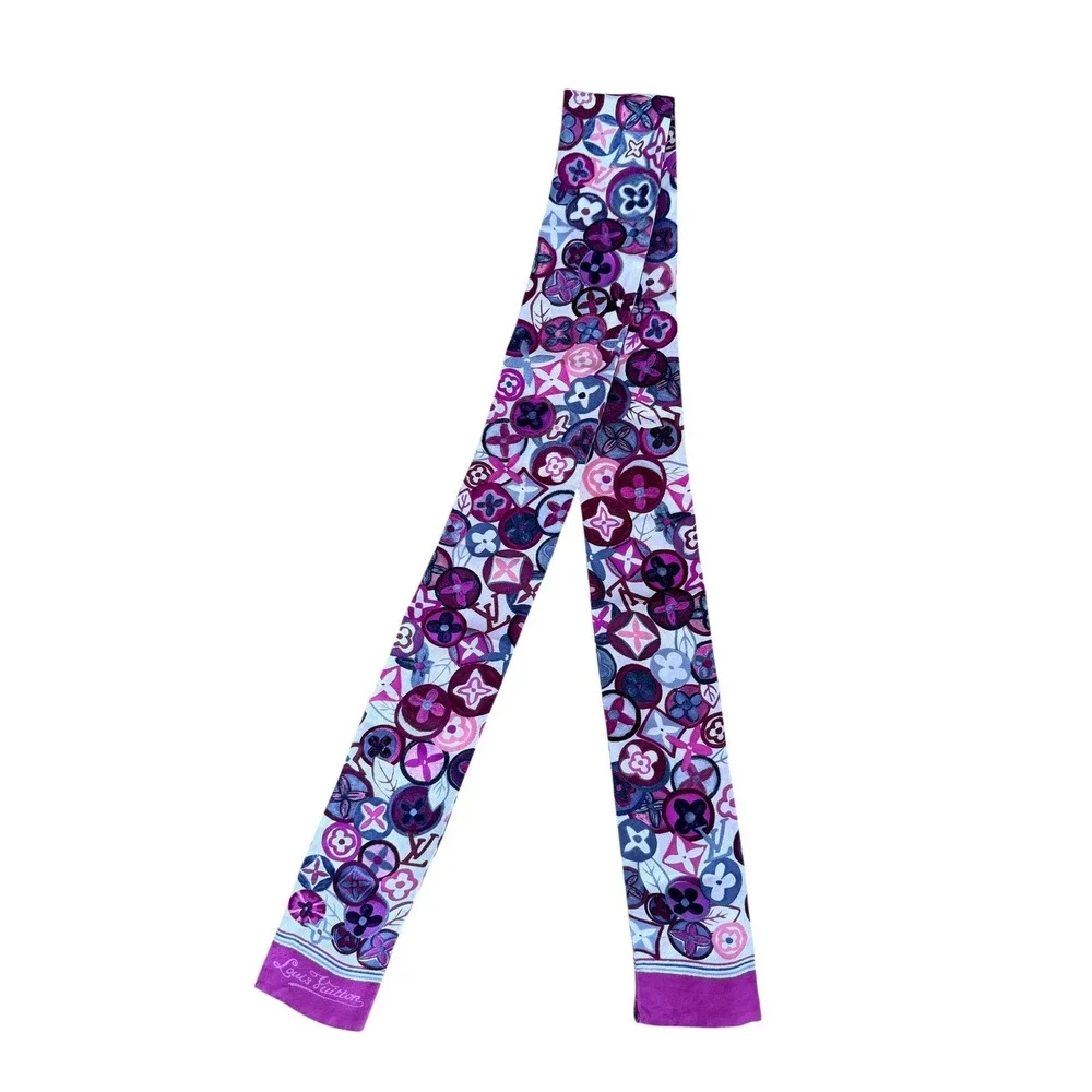 Louis Vuitton Violet Comete Silk Bandeau scarf in violet/ multicolor - Authentic - Picture 2 of 6